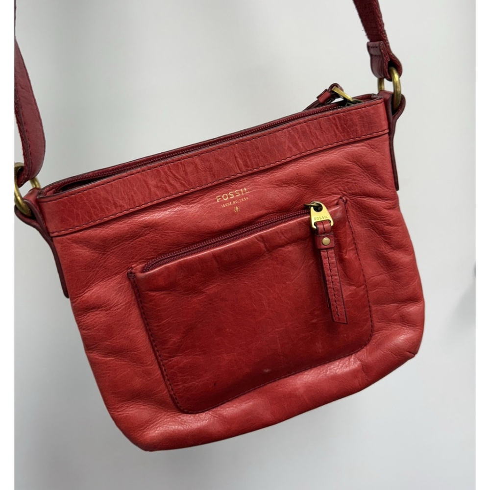 Fossil Mimi Leather Crossbody Shoulder Bag Red